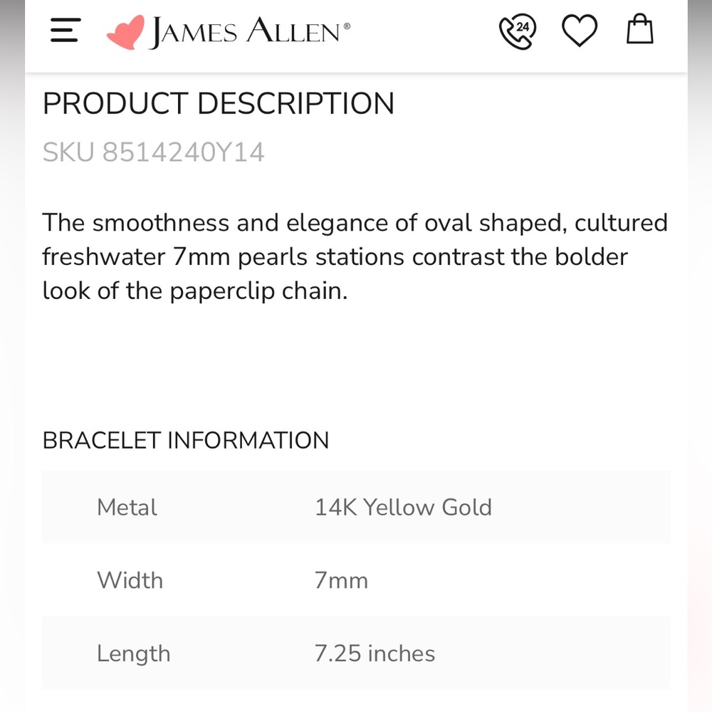 14k Yellow Gold Freshwater Cultured Pearl Station Paperclip Bracelet - Picture 9 of 10